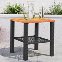 Tavolo da Giardino Nero 40x40x42cm in Polyrattan e Legno Acaciacod mxl 115693