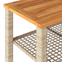 Tavolo da Giardino Beige 70x38x42 cm Polyrattan e Legno Acacia 366272
