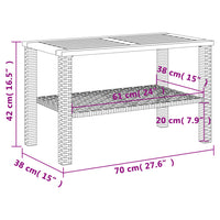 Tavolo da Giardino Beige 70x38x42 cm Polyrattan e Legno Acacia 366272