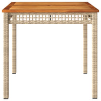 Tavolo da Giardino Beige 80x80x75 cm Polyrattan e Legno Acacia 366275