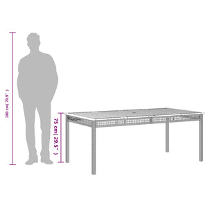 Tavolo da Giardino Grigio 180x90x75cm Polyrattan e Legno Acacia 366280