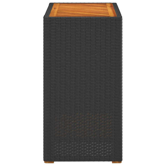 Tavolino da Giardino Piano Legno Nero 60x40x75 cm Polyrattan