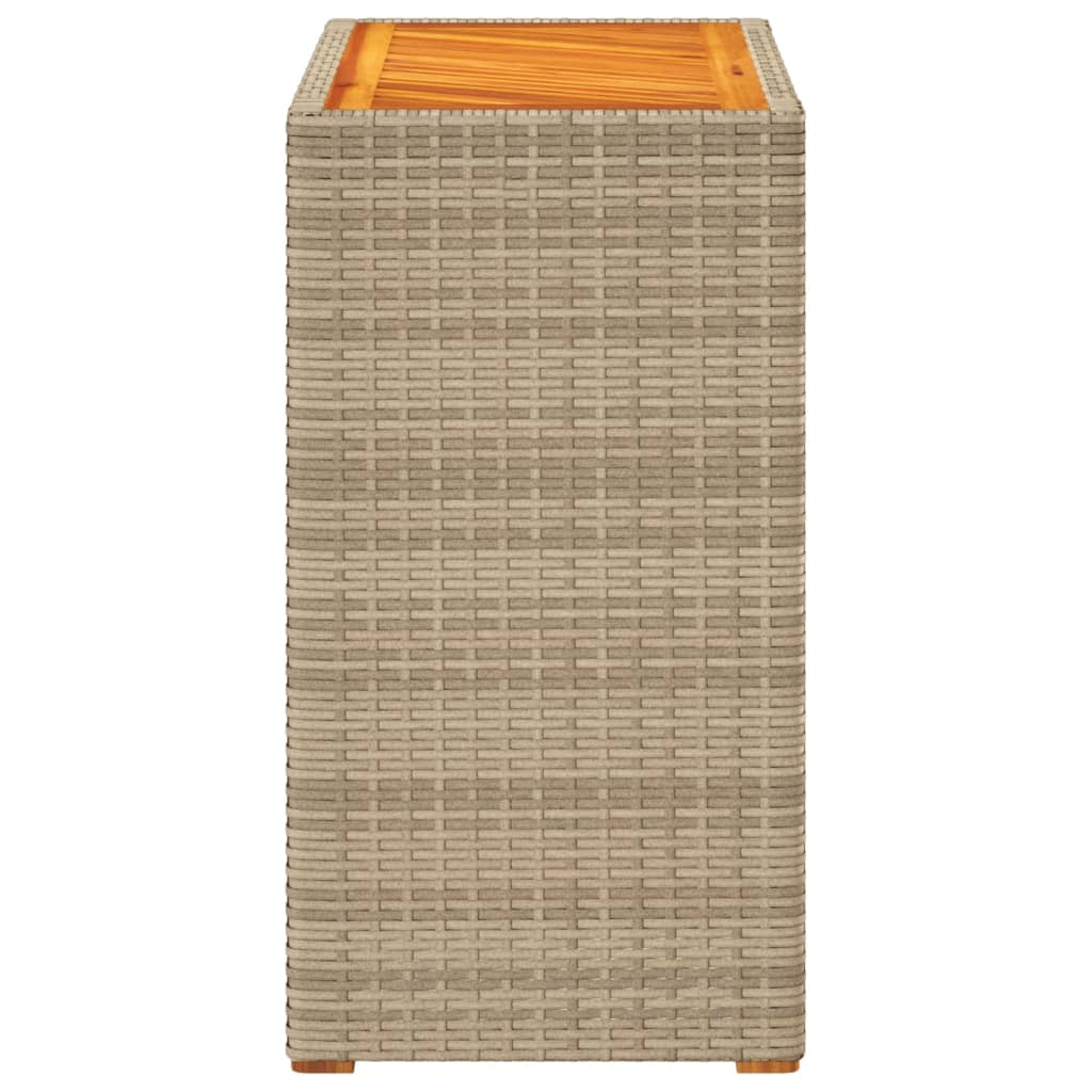 Tavolino da Giardino Piano Legno Beige 60x40x75 cm Polyrattan 366305