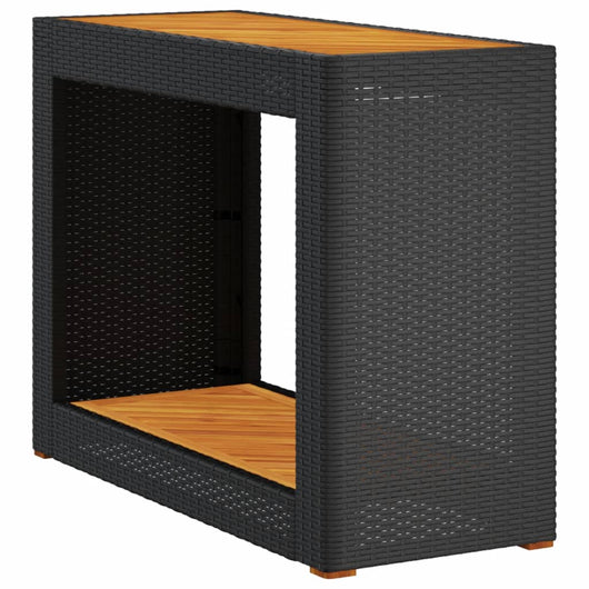 Tavolino da Giardino-Tavolo da Esterno-Tavolino da Patio Piano Legno Nero 100x40x75 cm Polyrattan