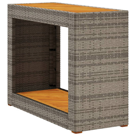 Tavolino da Giardino-Tavolo da Esterno-Tavolino da Patio Piano Legno Grigio 100x40x75 cm Polyrattan