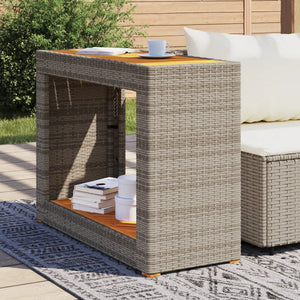 Tavolino da Giardino Piano Legno Grigio 100x40x75 cm Polyrattan 366307