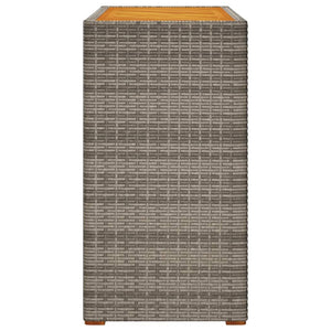 Tavolino da Giardino Piano Legno Grigio 100x40x75 cm Polyrattan 366307