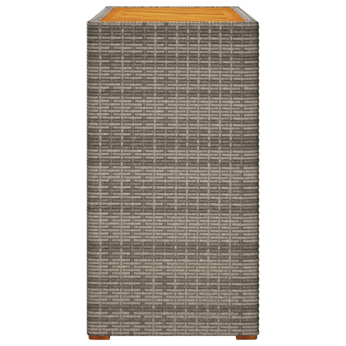 Tavolino da Giardino Piano Legno Grigio 100x40x75 cm Polyrattan 366307