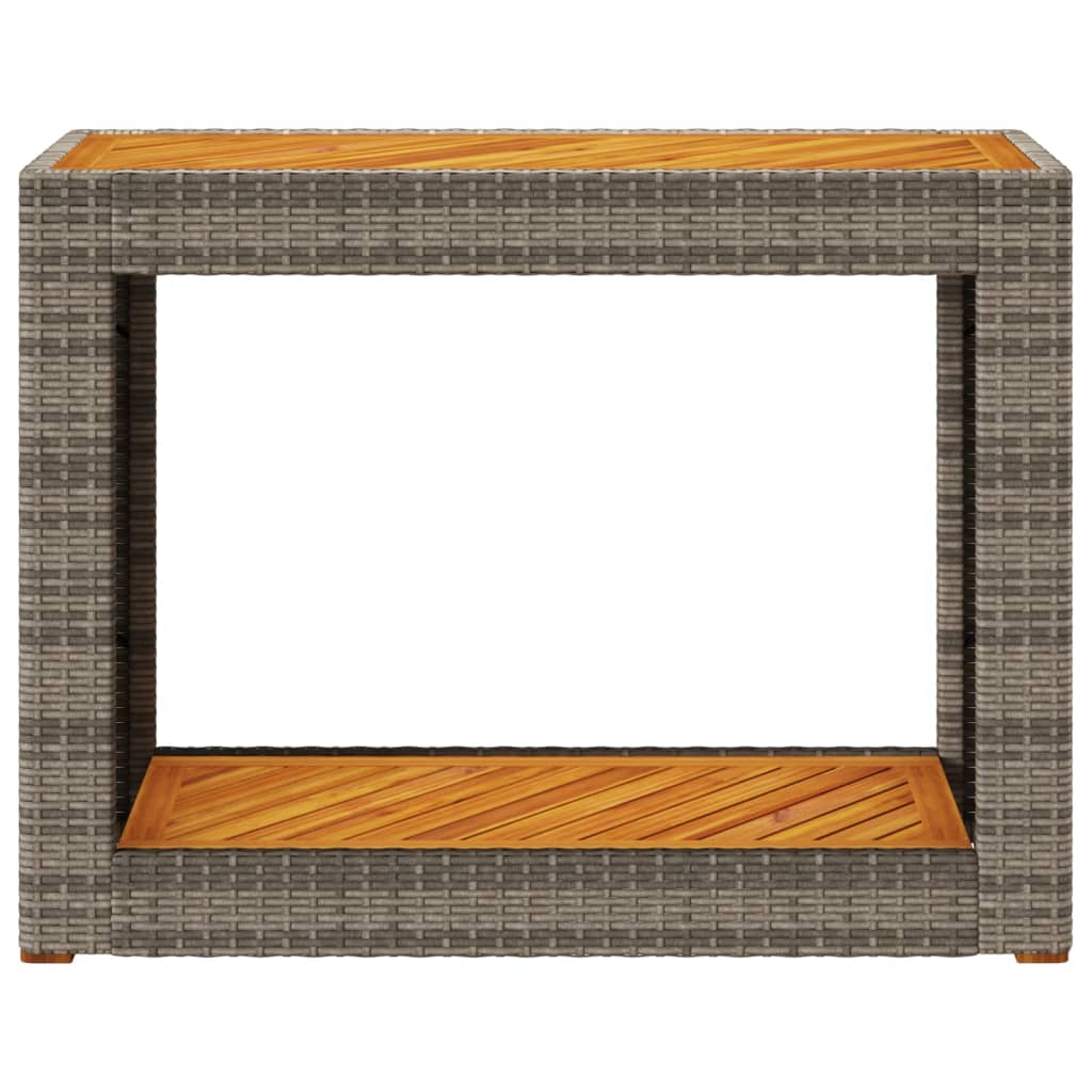 Tavolino da Giardino Piano Legno Grigio 100x40x75 cm Polyrattan 366307