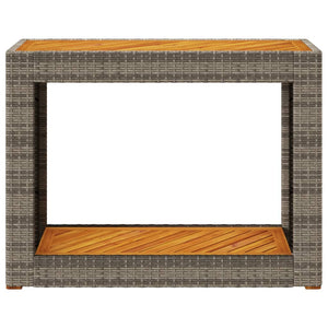 Tavolino da Giardino Piano Legno Grigio 100x40x75 cm Polyrattan 366307