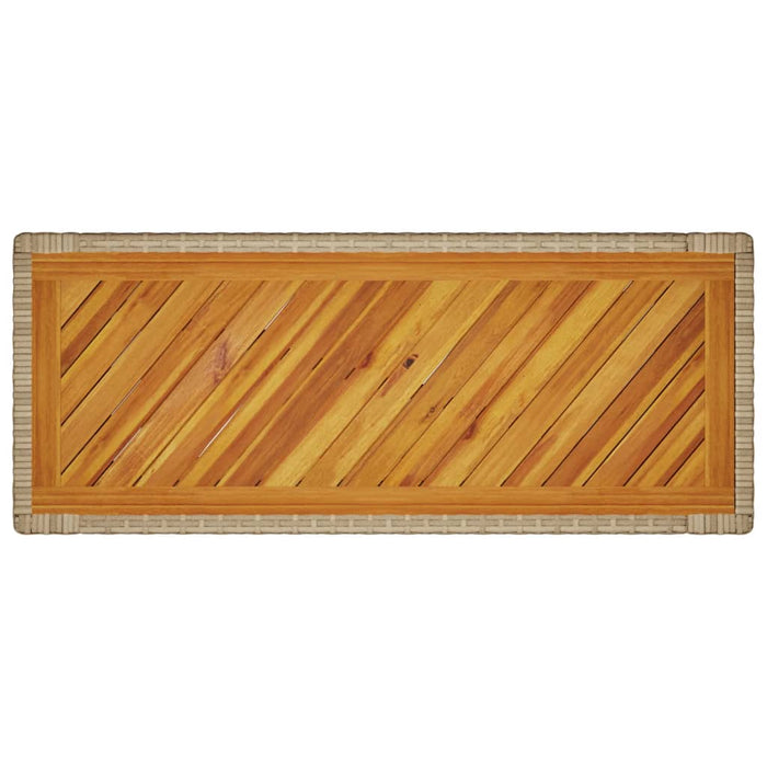 Tavolino da Giardino Piano Legno Beige 100x40x75 cm Polyrattan