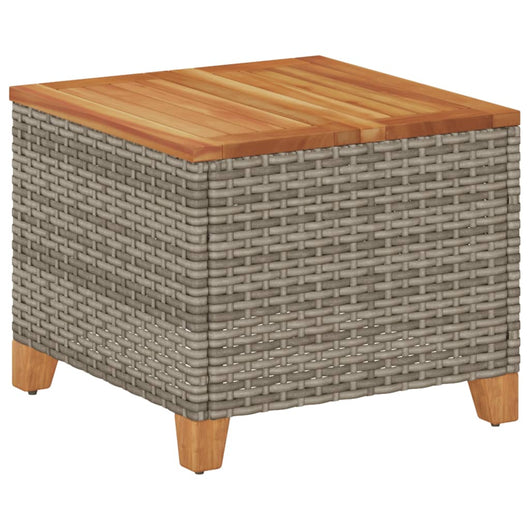 Tavolo da Giardino-Tavolo da esterno Grigio 45x45x37 cm Polyrattan e Legno Acacia