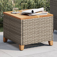 Tavolo da Giardino Grigio 45x45x37 cm Polyrattan e Legno Acacia 366326
