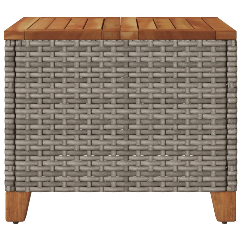 Tavolo da Giardino Grigio 45x45x37 cm Polyrattan e Legno Acacia 366326