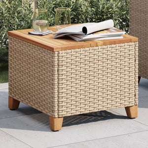 Tavolo da Giardino Beige 45x45x37 cm Polyrattan e Legno Acacia 366327