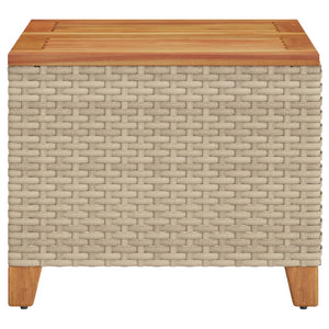 Tavolo da Giardino Beige 45x45x37 cm Polyrattan e Legno Acacia 366327