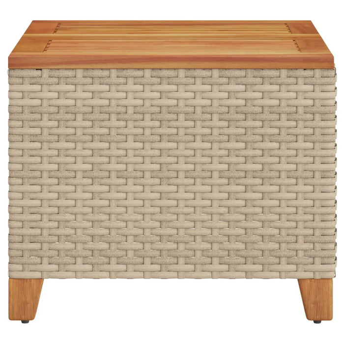 Tavolo da Giardino Beige 45x45x37 cm Polyrattan e Legno Acacia 366327