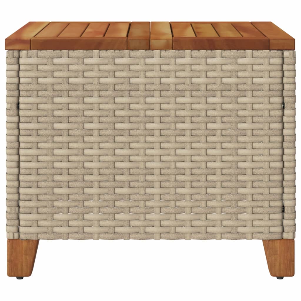 Tavolo da Giardino Beige 45x45x37 cm Polyrattan e Legno Acacia 366327
