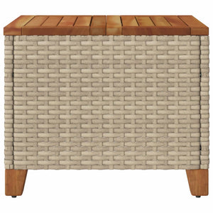 Tavolo da Giardino Beige 45x45x37 cm Polyrattan e Legno Acacia 366327