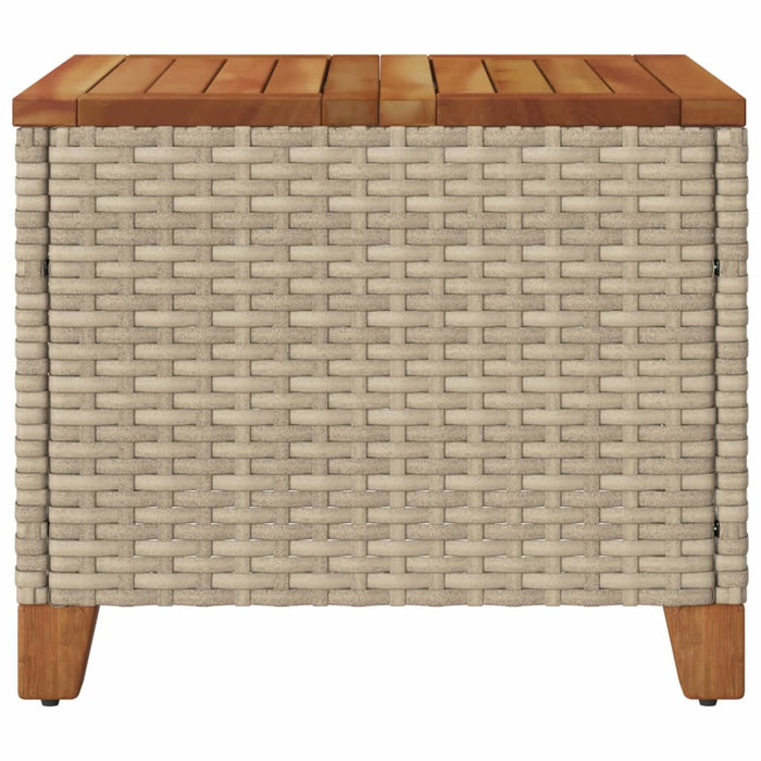 Tavolo da Giardino Beige 45x45x37 cm Polyrattan e Legno Acacia 366327