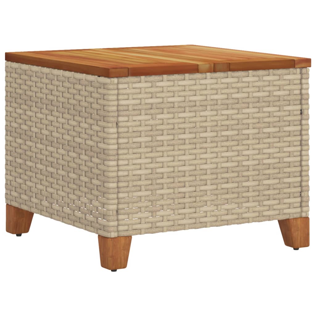 Tavolo da Giardino Beige 45x45x37 cm Polyrattan e Legno Acacia 366327