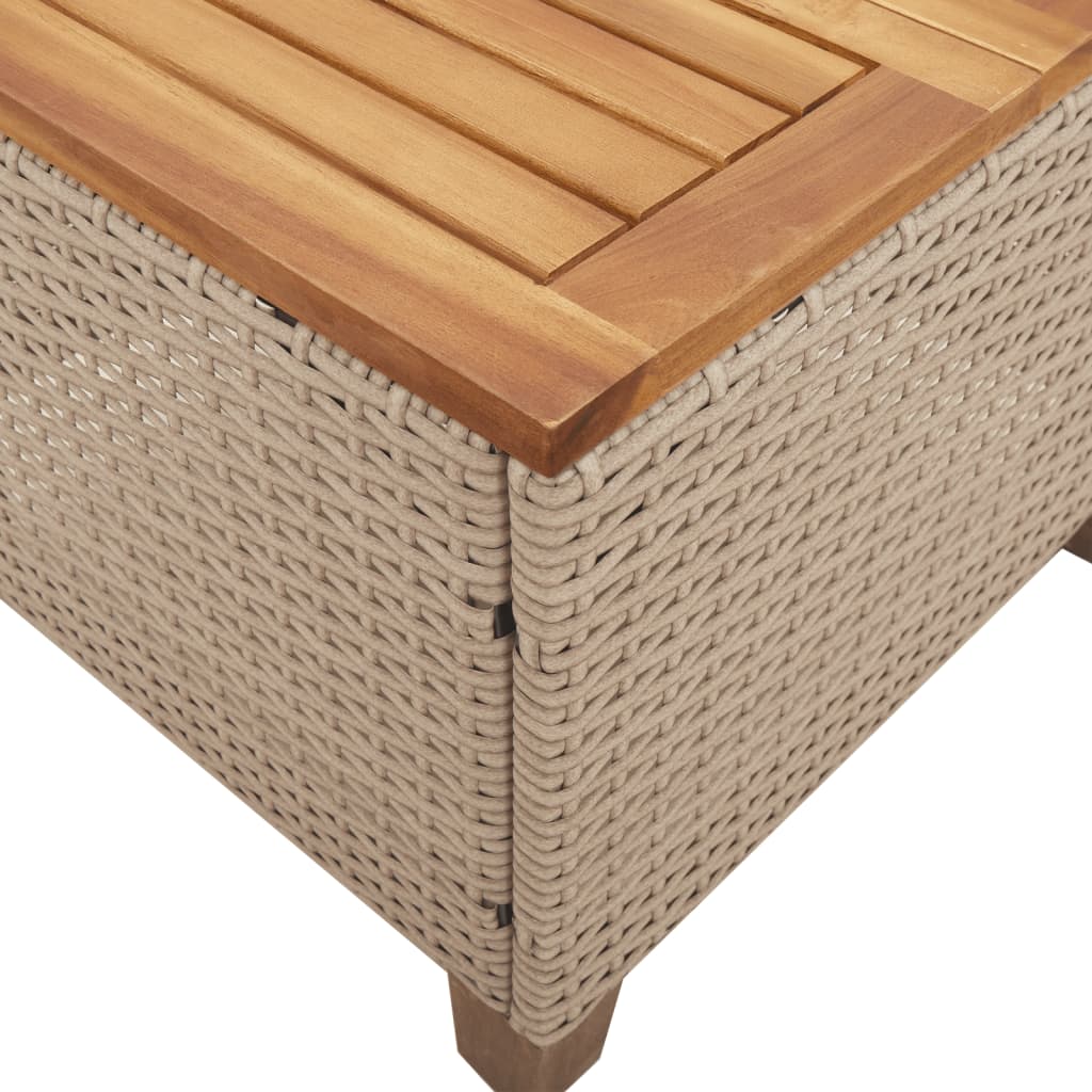 Tavolo da Giardino Beige 45x45x37 cm Polyrattan e Legno Acacia 366327