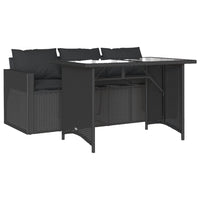 Set da Pranzo da Giardino 2 pz con Cuscini Nero in Polyrattan 366329
