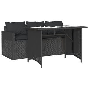 Set da Pranzo da Giardino 2 pz con Cuscini Nero in Polyrattan 366329