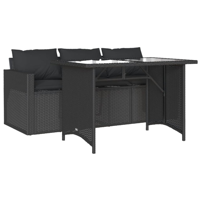 Set da Pranzo da Giardino 2 pz con Cuscini Nero in Polyrattan 366329