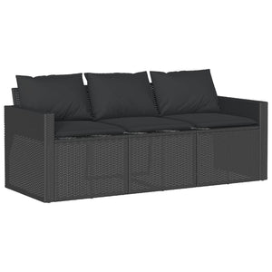 Set da Pranzo da Giardino 2 pz con Cuscini Nero in Polyrattan 366329