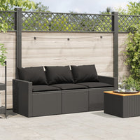 Divano da Giardino a 3 Posti con Cuscini Nero in Polyrattan 366341