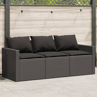 Divano da Giardino a 3 Posti con Cuscini Nero in Polyrattan 366341