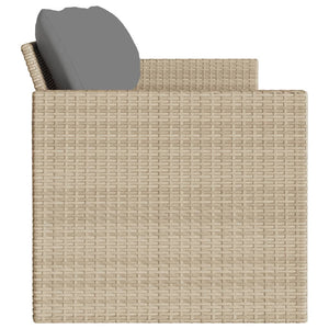 Divano da Giardino con Cuscini a 3 Posti Beige in Polyrattan