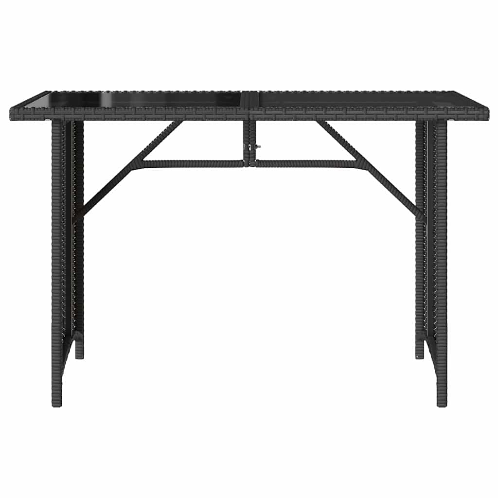 Tavolo da Giardino Piano in Vetro Nero 110x68x70 cm Polyrattan