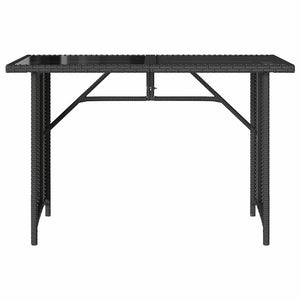 Tavolo da Giardino Piano in Vetro Nero 110x68x70 cm Polyrattan