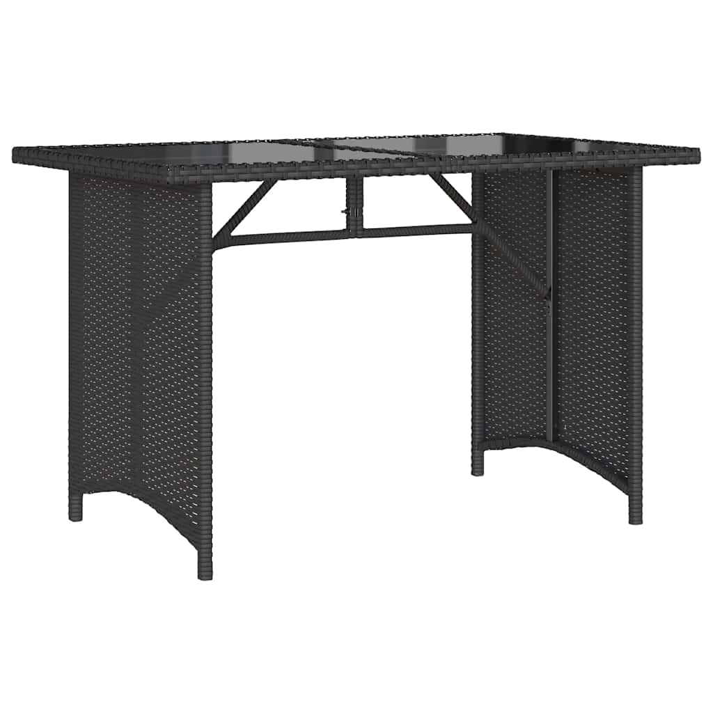 Tavolo da Giardino Piano in Vetro Nero 110x68x70 cm Polyrattan