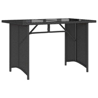 Tavolo da Giardino Piano in Vetro Nero 110x68x70 cm Polyrattan
