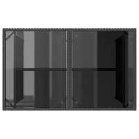 Tavolo da Giardino Piano in Vetro Nero 110x68x70 cm Polyrattan