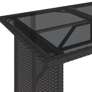 Tavolo da Giardino Piano in Vetro Nero 110x68x70 cm Polyrattan