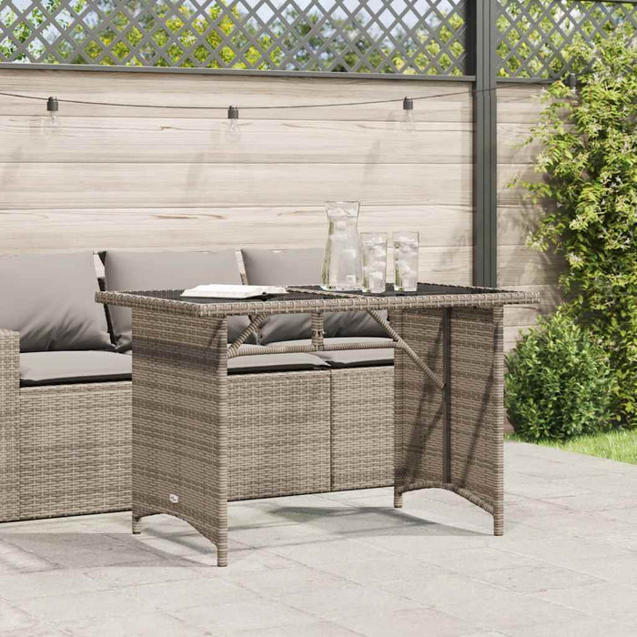 Tavolo da Giardino Piano in Vetro Grigio 110x68x70cm Polyrattan