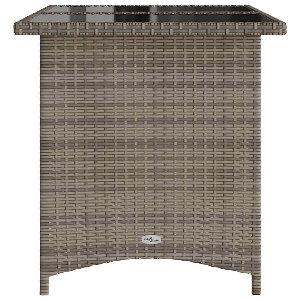 Tavolo da Giardino Piano in Vetro Grigio 110x68x70cm Polyrattan