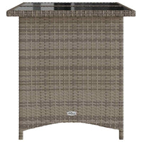 Tavolo da Giardino Piano in Vetro Grigio 110x68x70cm Polyrattan
