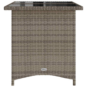 Tavolo da Giardino Piano in Vetro Grigio 110x68x70cm Polyrattan