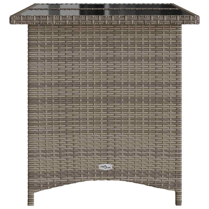 Tavolo da Giardino Piano in Vetro Grigio 110x68x70cm Polyrattan
