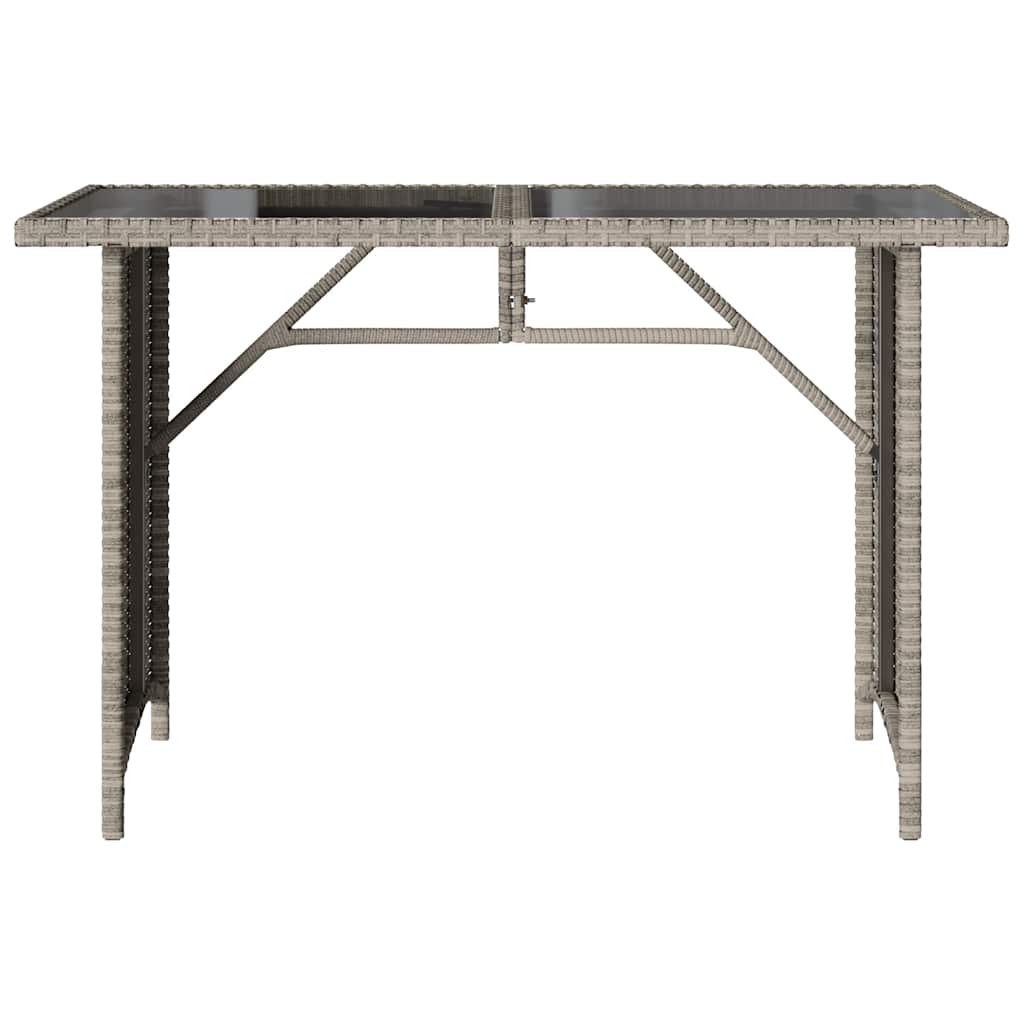 Tavolo Giardino Piano Vetro Grigio Chiaro 110x68x70 Polyrattan