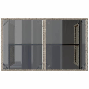 Tavolo Giardino Piano Vetro Grigio Chiaro 110x68x70 Polyrattan