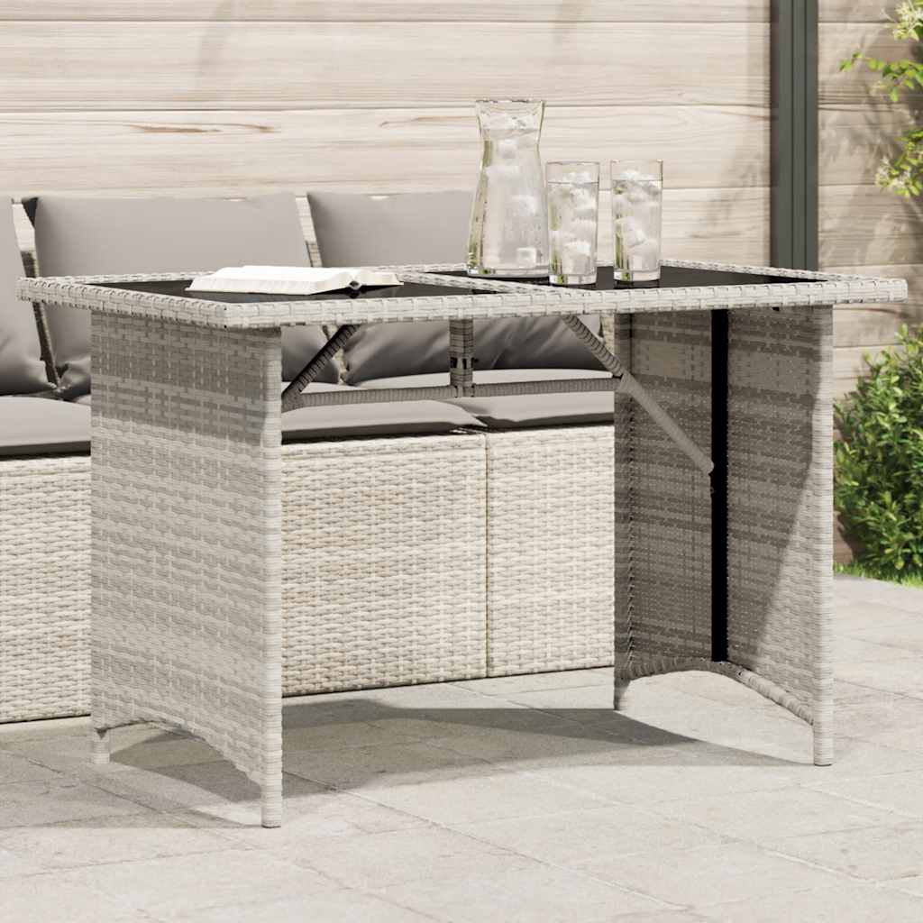 Tavolo Giardino Piano Vetro Grigio Chiaro 110x68x70 Polyrattan