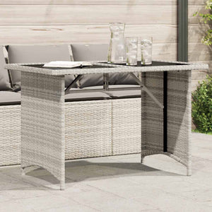 Tavolo Giardino Piano Vetro Grigio Chiaro 110x68x70 Polyrattan