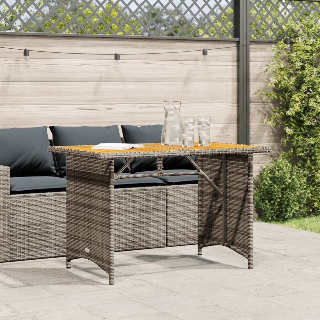 vidaXL Tavolo da Giardino Piano in Legno Grigio 110x68x70cm Polyrattan