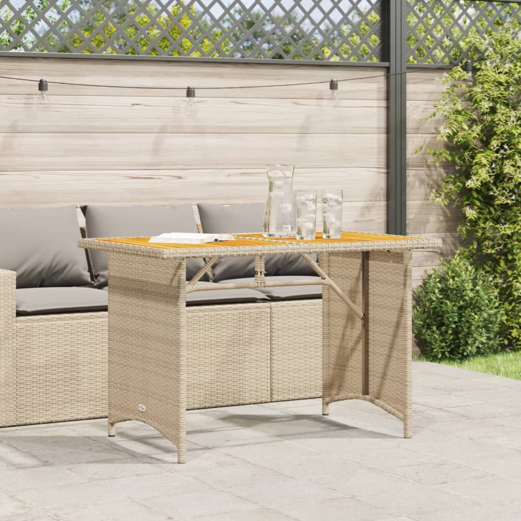 vidaXL Tavolo da Giardino Piano in Legno Beige 110x68x70 cm Polyrattan